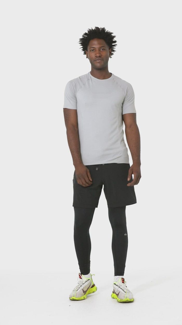 Black Alo Yoga Amplify Seamless Tee Men's Short Sleeve | 40671BWAE