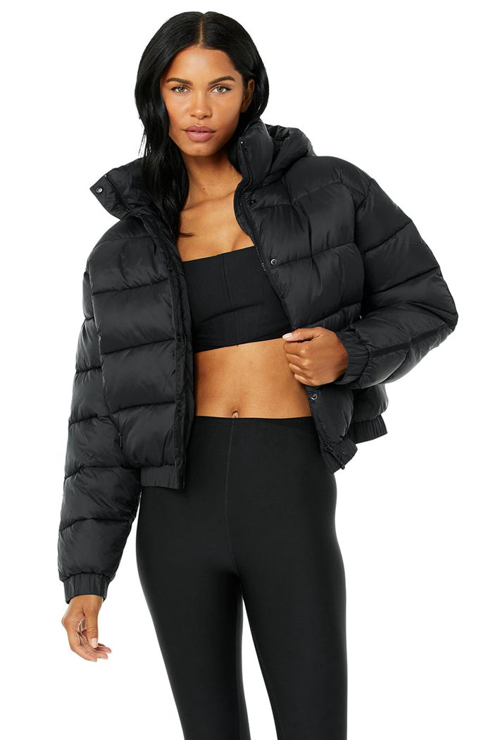 Black Alo Yoga Aspen Love Puffer Women's Jackets | 21837CQLB