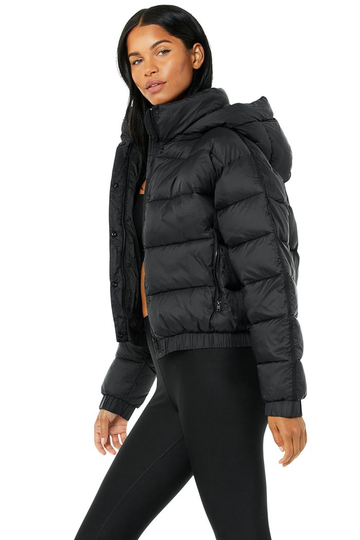 Black Alo Yoga Aspen Love Puffer Women's Jackets | 21837CQLB