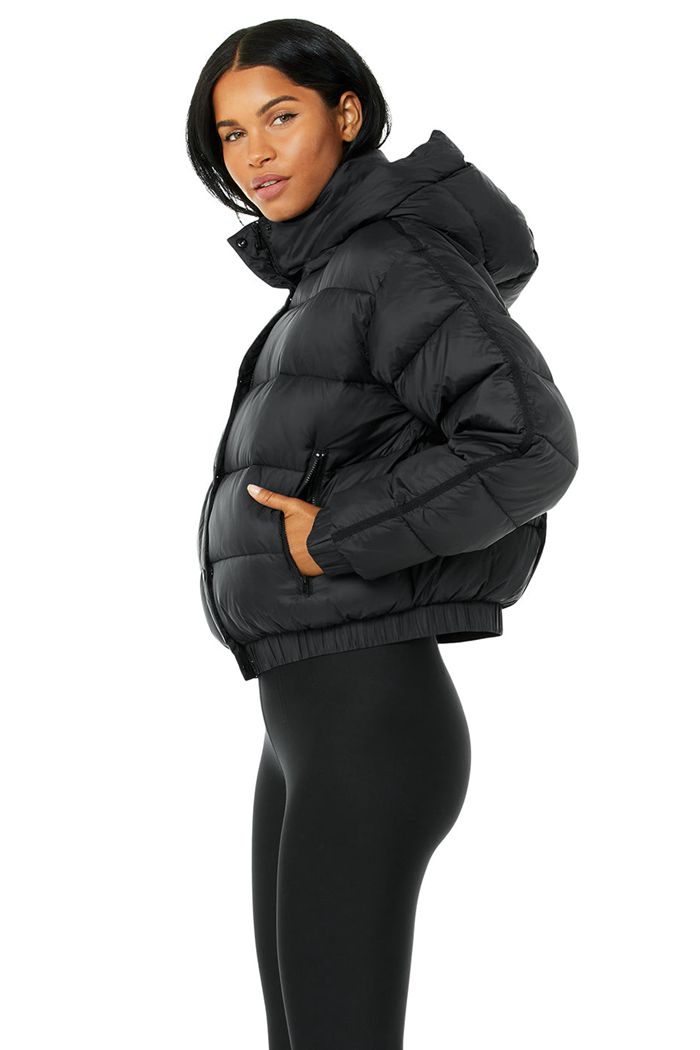 Black Alo Yoga Aspen Love Puffer Women's Jackets | 21837CQLB