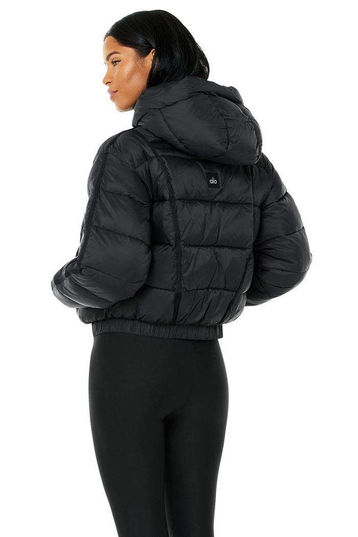 Black Alo Yoga Aspen Love Puffer Women's Jackets | 21837CQLB