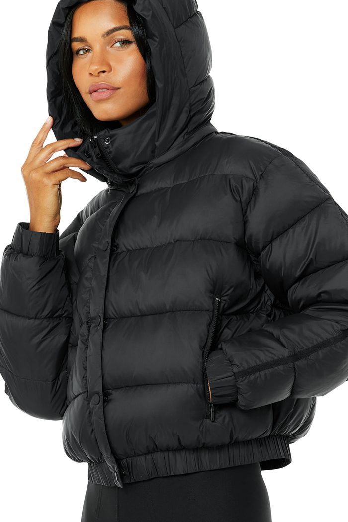 Black Alo Yoga Aspen Love Puffer Women's Jackets | 21837CQLB