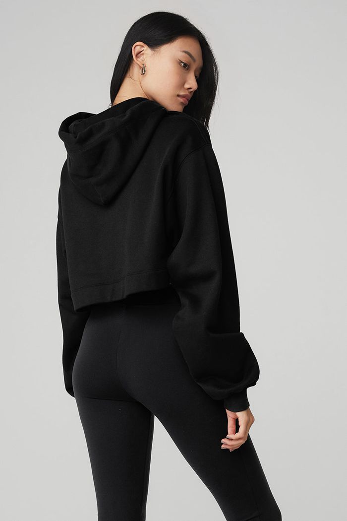 Black Alo Yoga Bae Women's Hoodie | 92417QKBD