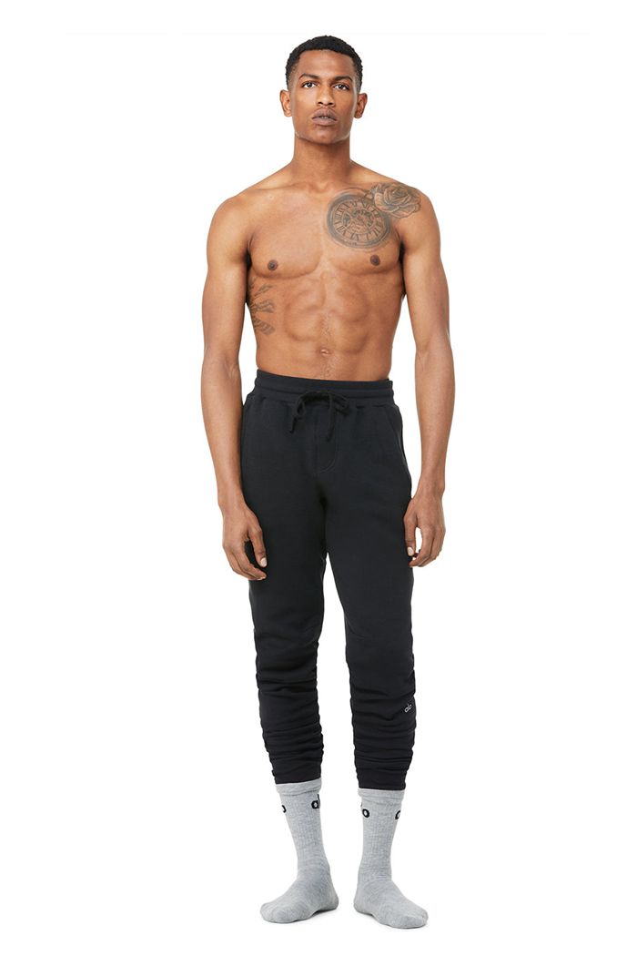 Black Alo Yoga Base Sweat Men's Pants | 26958BJLD