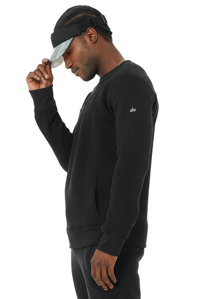 Black Alo Yoga Base Sweatshirt Men's Long Sleeve | 59632WLQX