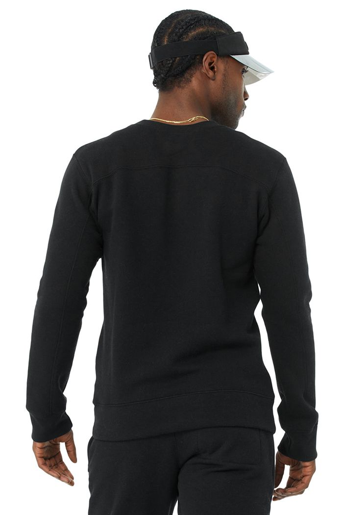 Black Alo Yoga Base Sweatshirt Men's Long Sleeve | 59632WLQX