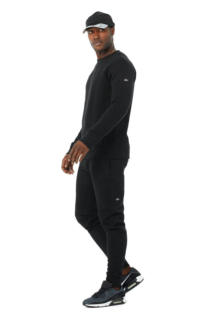 Black Alo Yoga Base Sweatshirt Men's Long Sleeve | 59632WLQX