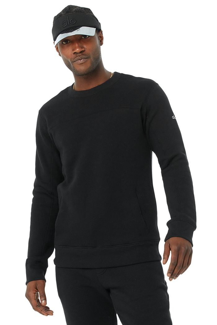 Black Alo Yoga Base Sweatshirt Men\'s Long Sleeve | 59632WLQX