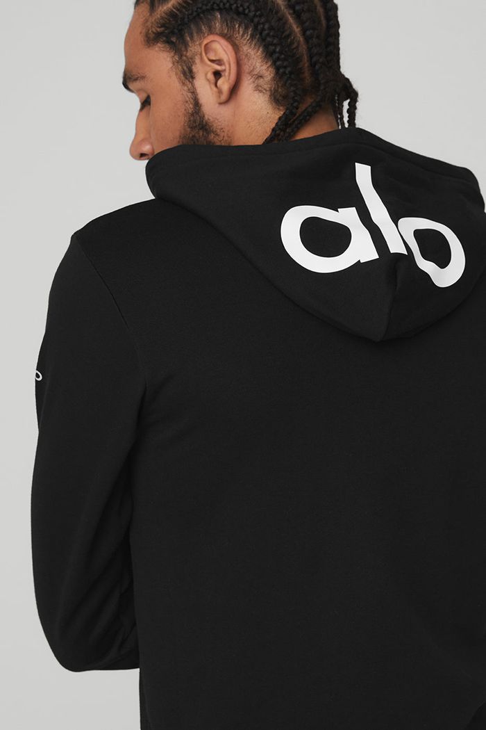 Black Alo Yoga Caliber Men's Hoodie | 56072MIES