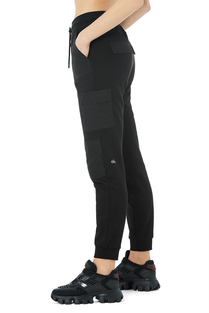 Black Alo Yoga Cargo Jogger Women's Pants | 19680TLRI