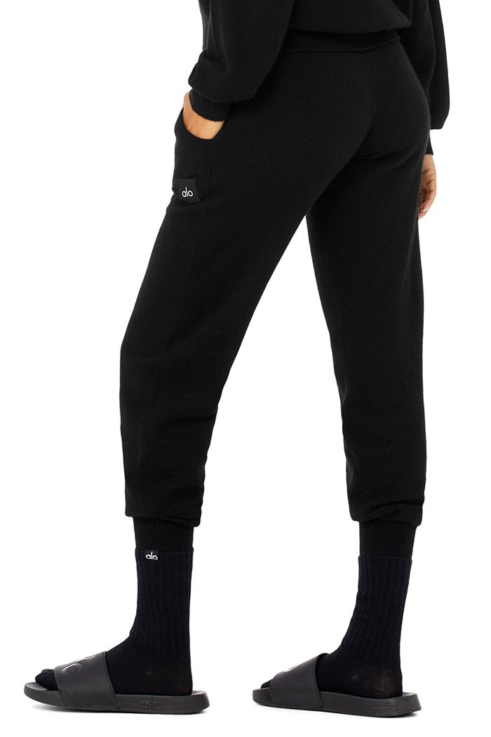 Black Alo Yoga Cashmere Jet Set Women's Socks | 64298JEAU