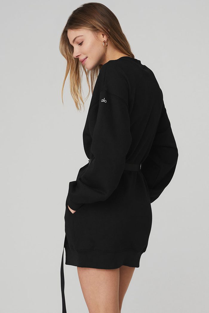 Black Alo Yoga Cityscape Sweatshirt Women's Dress | 19257FURZ