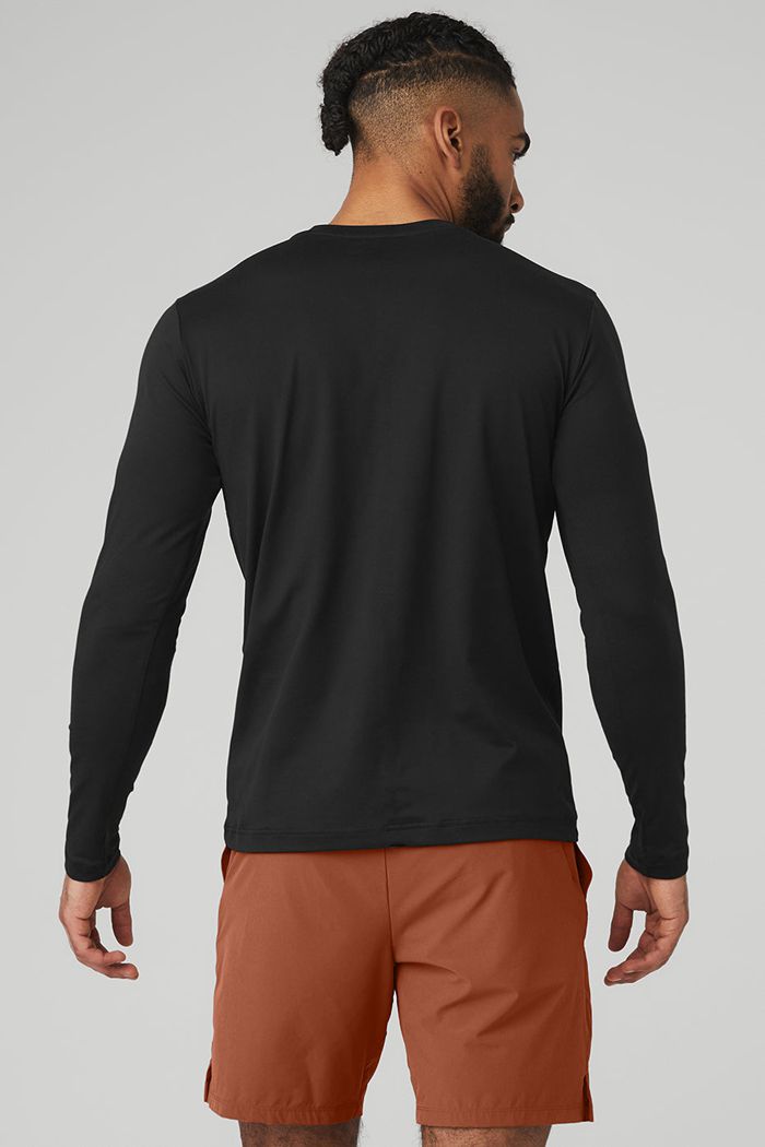 Black Alo Yoga Conquer Reform Crewneck Men's Long Sleeve | 90163KYHN