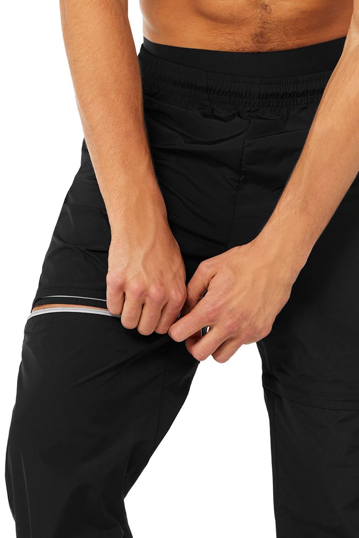 Black Alo Yoga Convertible Track Men's Pants | 69742ABWH