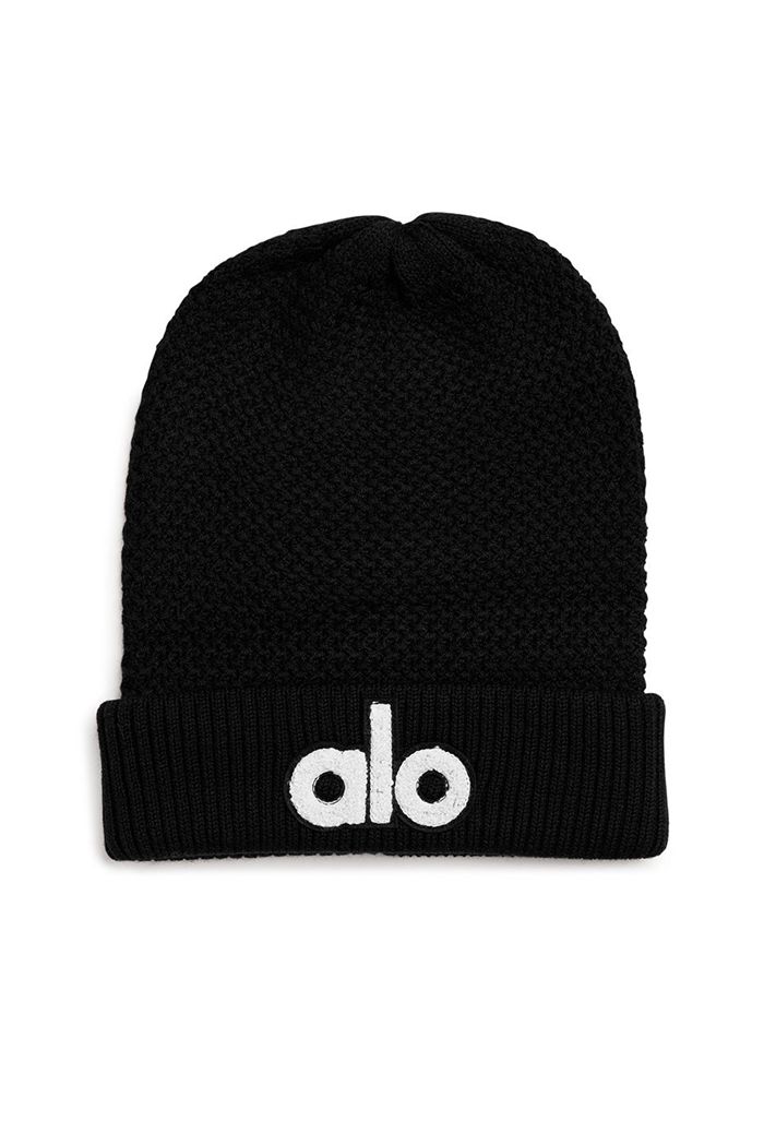 Black Alo Yoga Cool Skies Men\'s Beanie | 85021NYBO