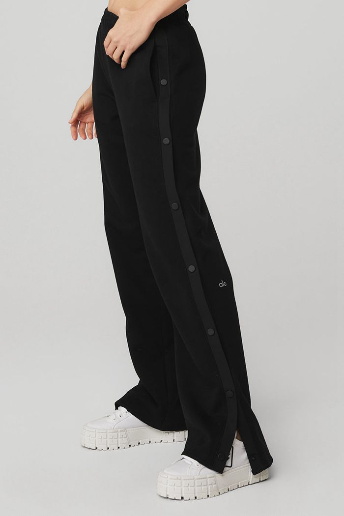 Black Alo Yoga Courtside Tearaway Snap Women's Pants | 68034IQBO