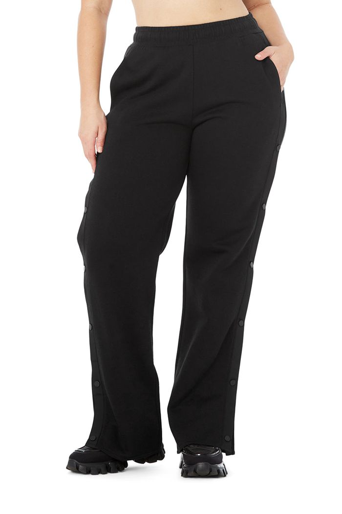 Black Alo Yoga Courtside Tearaway Snap Women's Pants | 68034IQBO