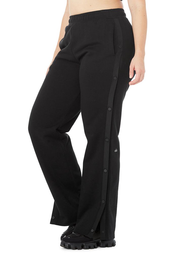 Black Alo Yoga Courtside Tearaway Snap Women's Pants | 68034IQBO