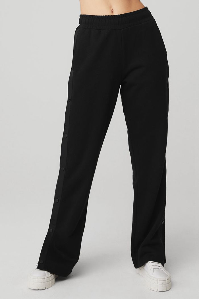 Black Alo Yoga Courtside Tearaway Snap Women\'s Pants | 68034IQBO