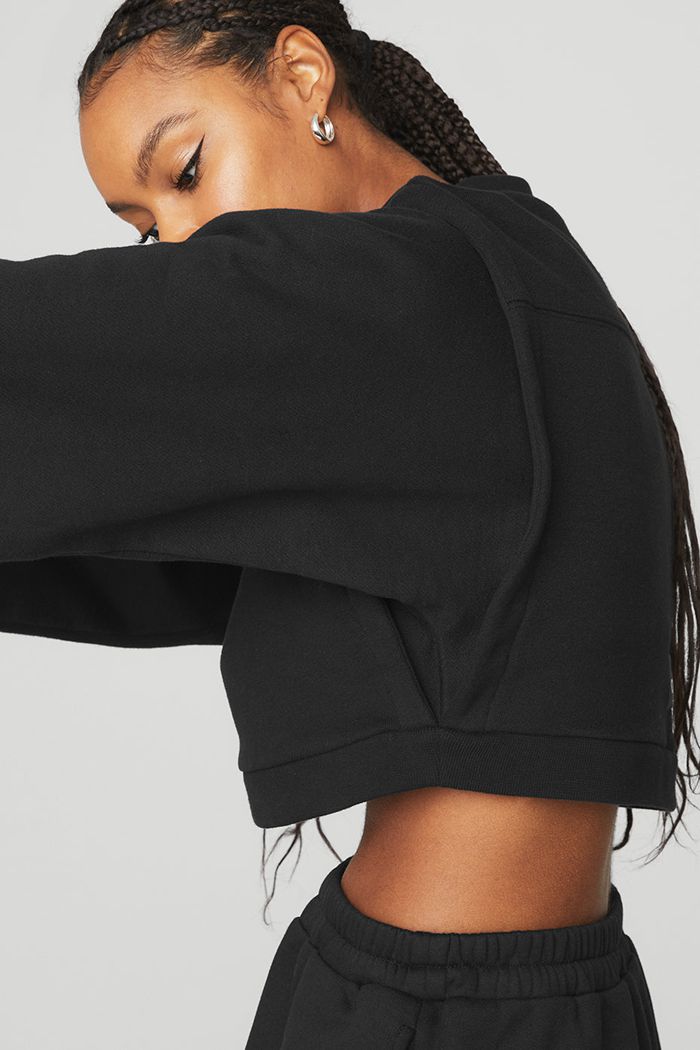 Black Alo Yoga Cropped Fresh Women's Jackets | 89623XUTB