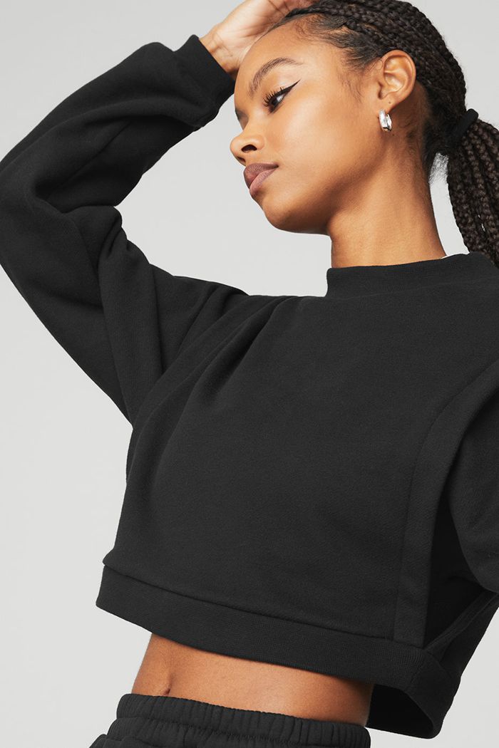 Black Alo Yoga Cropped Fresh Women's Jackets | 89623XUTB