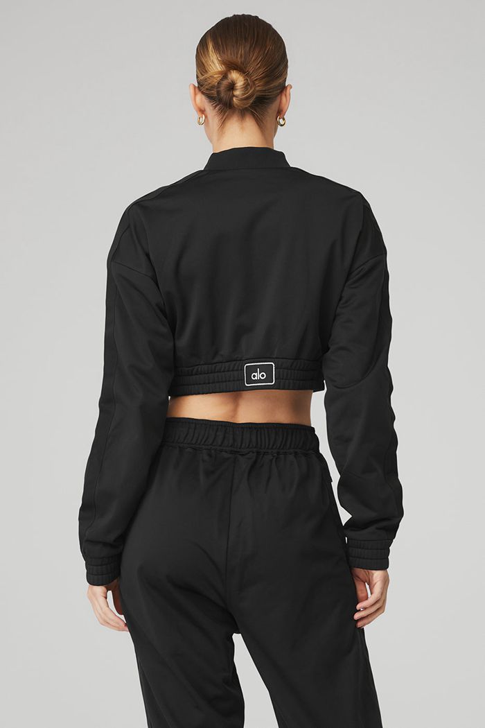 Black Alo Yoga Cropped Prizewinner Women's Jackets | 83569HCND