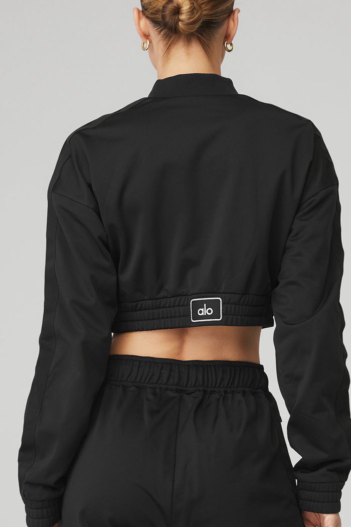 Black Alo Yoga Cropped Prizewinner Women's Jackets | 83569HCND