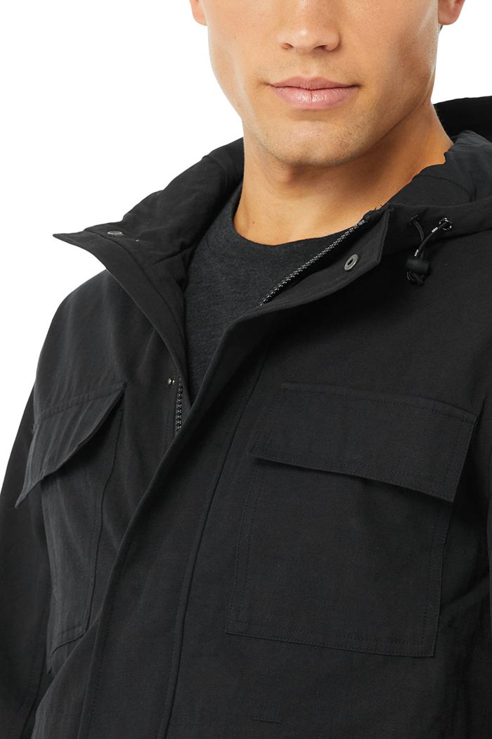 Black Alo Yoga Division Field Men's Jackets | 57648LEKH