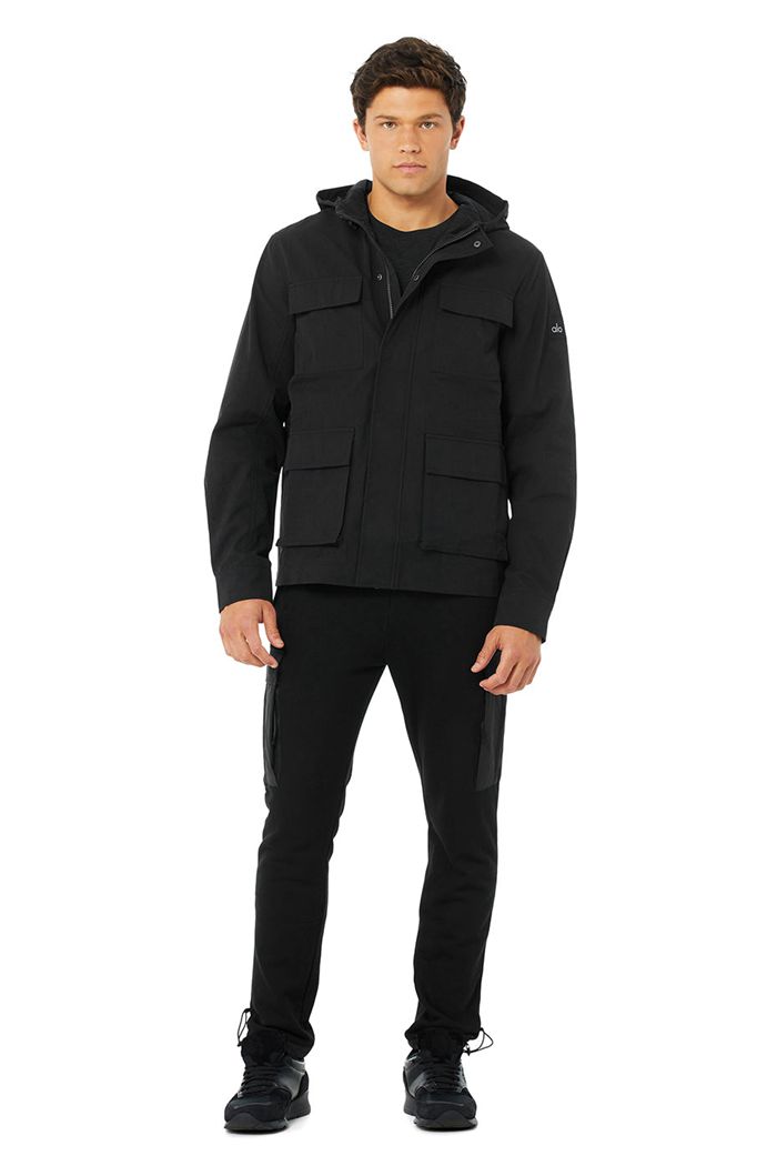 Black Alo Yoga Division Field Men's Jackets | 57648LEKH