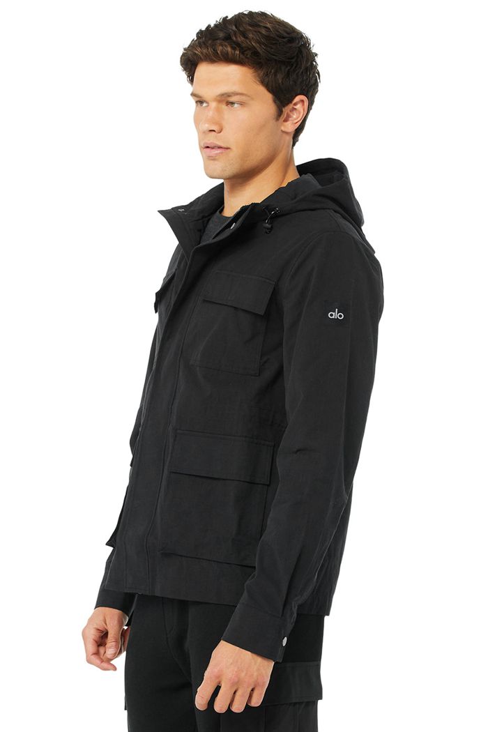 Black Alo Yoga Division Field Men\'s Jackets | 57648LEKH