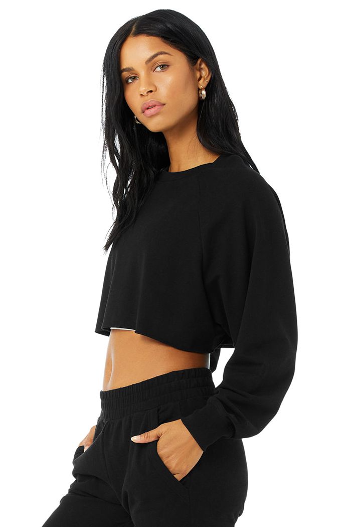 Black Alo Yoga Double Take Women's Pullover | 14587INWT