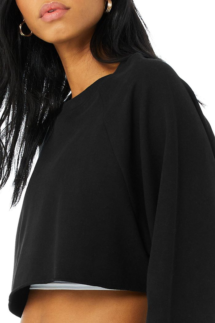 Black Alo Yoga Double Take Women's Pullover | 14587INWT