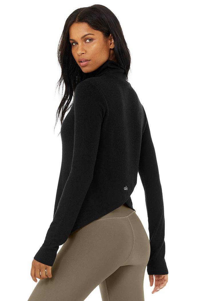 Black Alo Yoga Embrace Women's Long Sleeve | 46375BIUD