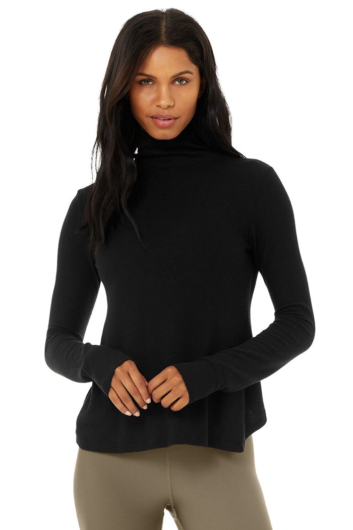 Black Alo Yoga Embrace Women\'s Long Sleeve | 46375BIUD