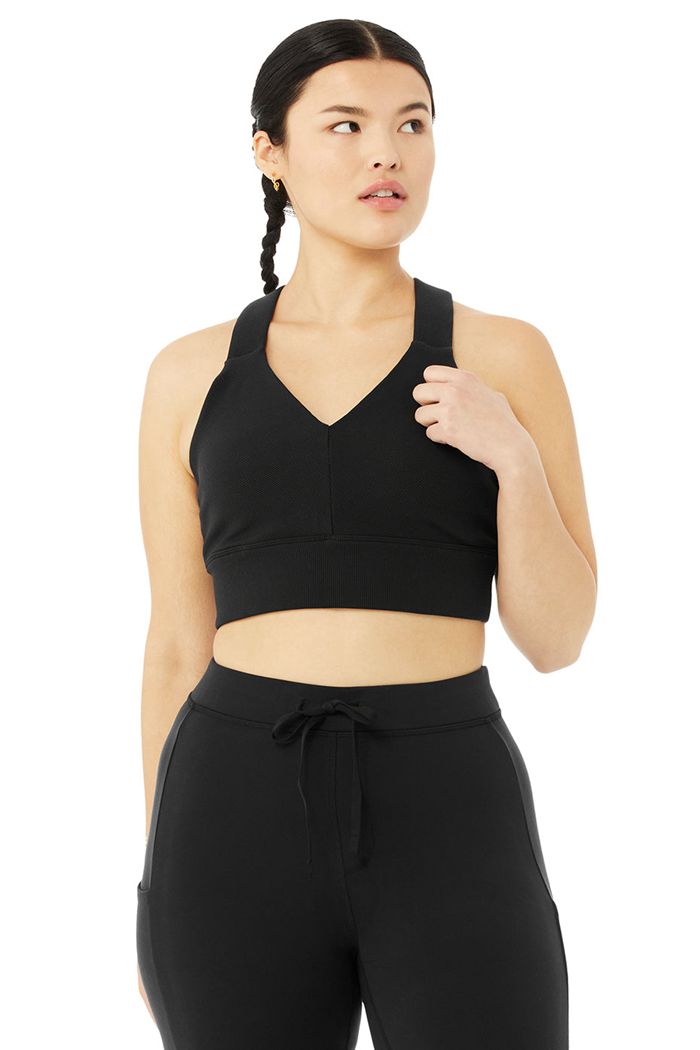 Black Alo Yoga Emulate Women's Bras | 47835YBZG