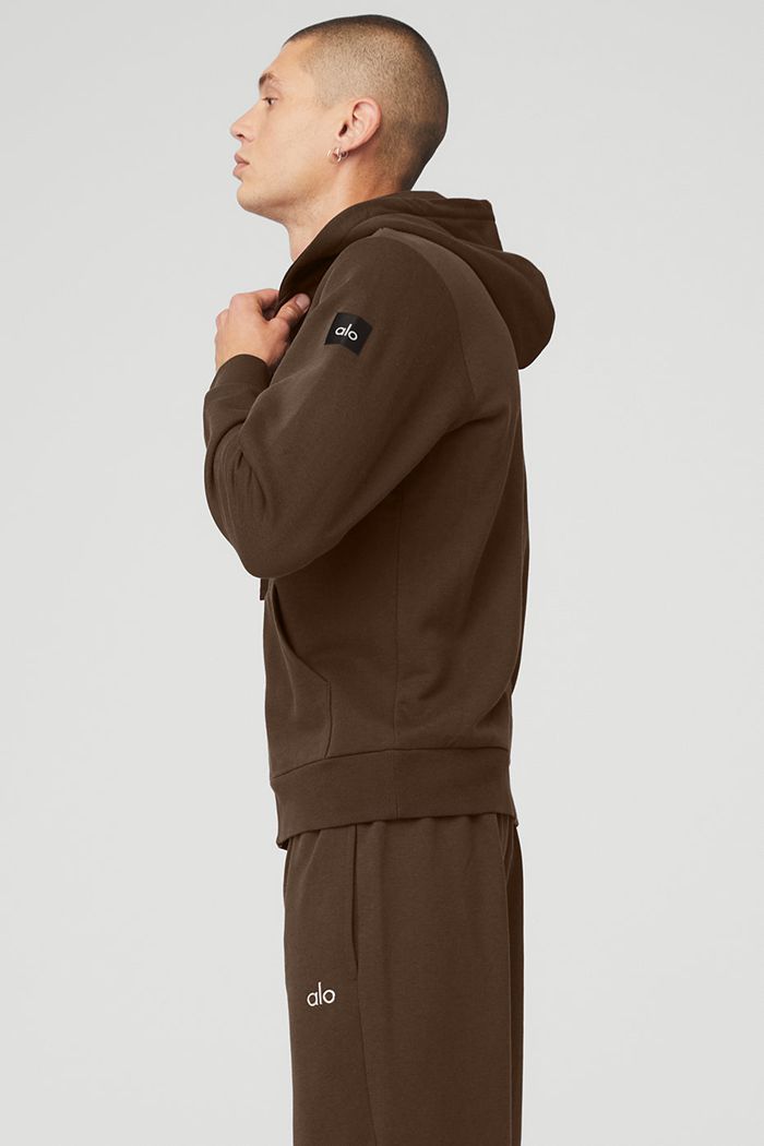 Black Alo Yoga Everyday Full Zip Men's Hoodie | 31582DOEY