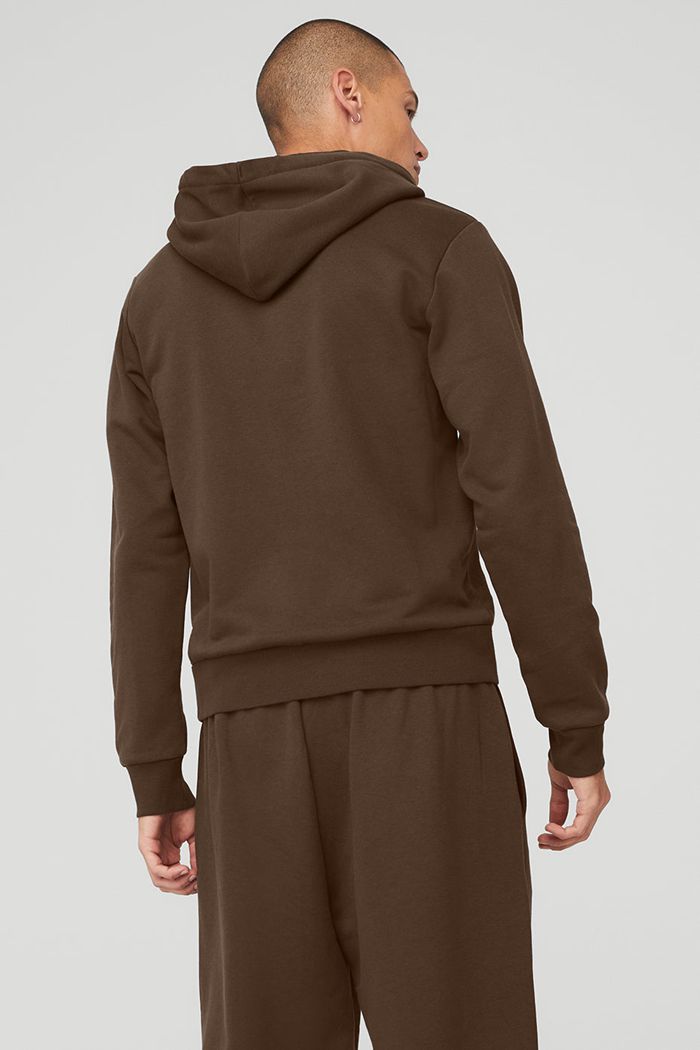 Black Alo Yoga Everyday Full Zip Men's Hoodie | 31582DOEY