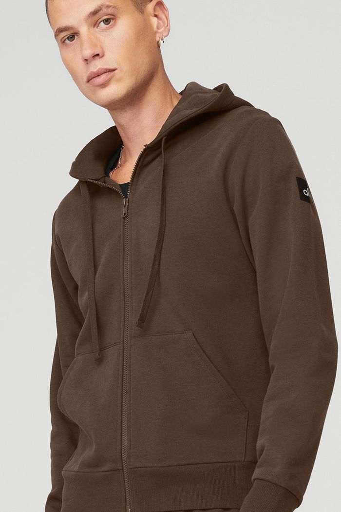 Black Alo Yoga Everyday Full Zip Men's Hoodie | 31582DOEY