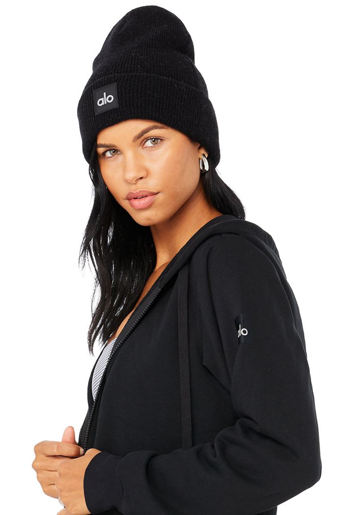 Black Alo Yoga Everyday Women's Beanie | 37590VPEQ