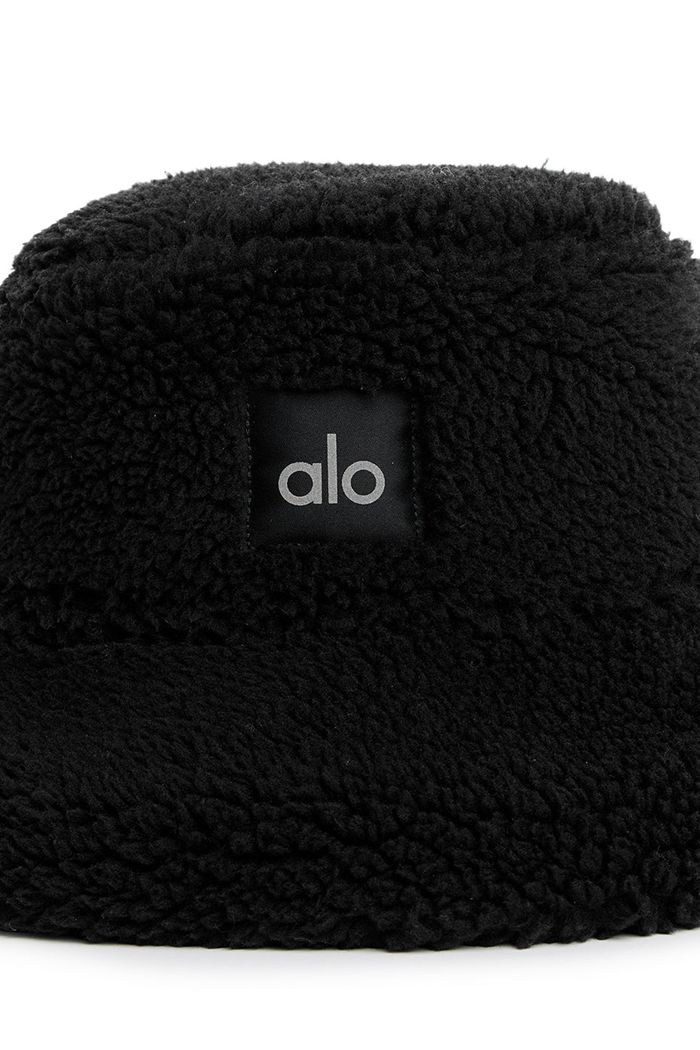 Black Alo Yoga Foxy Sherpa Bucket Women's Hats | 92071NXEJ