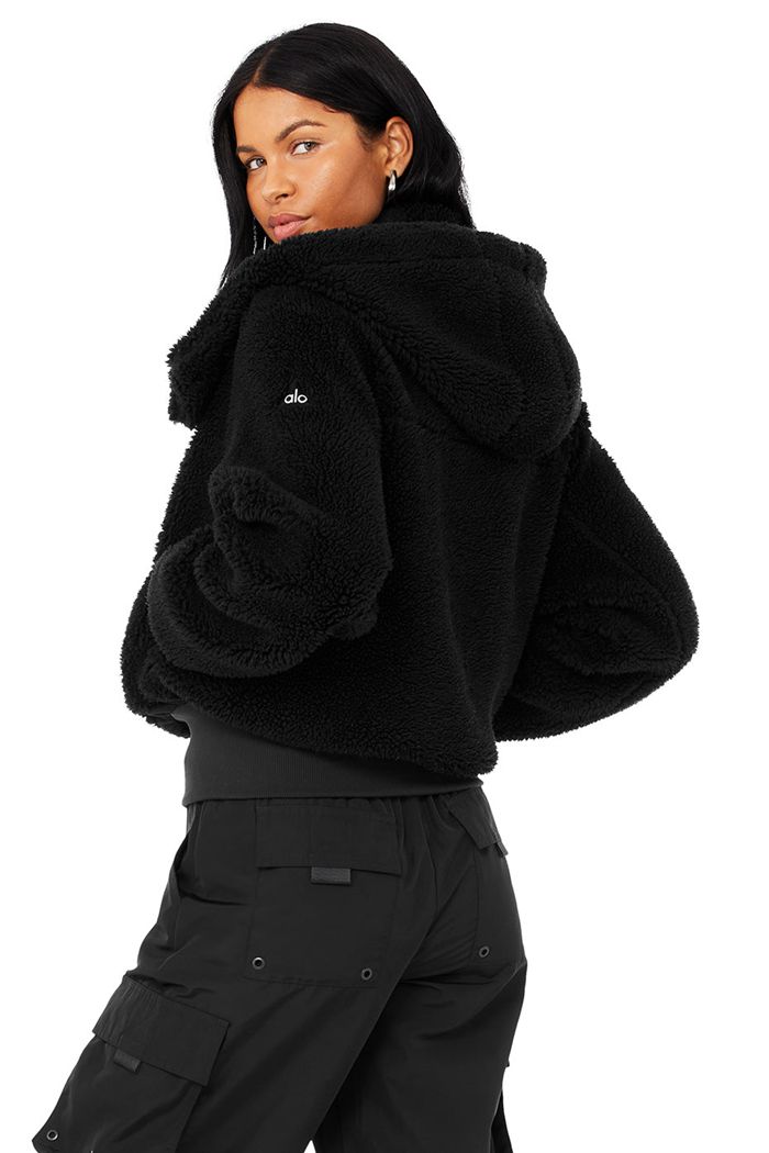 Black Alo Yoga Foxy Sherpa Women's Jackets | 06938FWUM