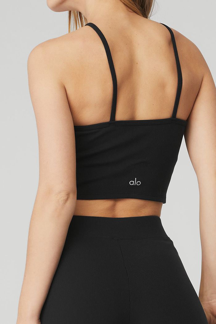 Black Alo Yoga Goddess Ribbed High-Waist Hot Women's Short | 10294HNEG