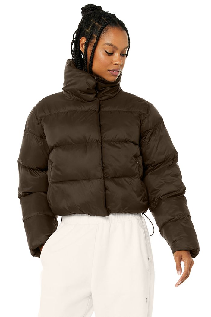 Black Alo Yoga Gold Rush Puffer Women's Jackets | 17845OGXM