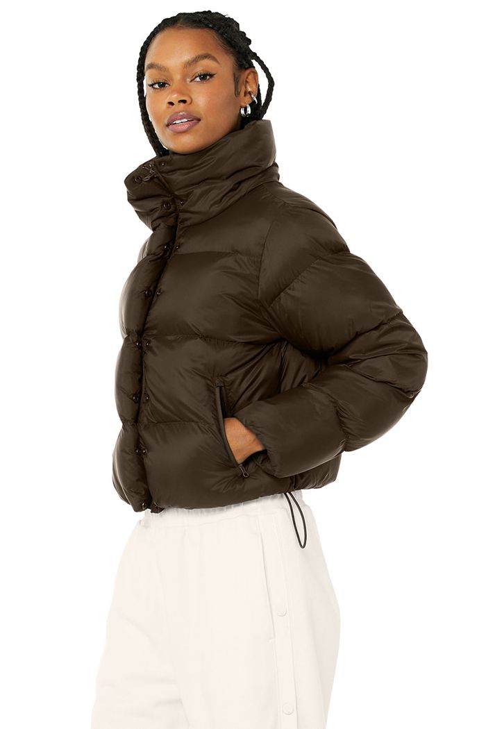 Black Alo Yoga Gold Rush Puffer Women's Jackets | 17845OGXM