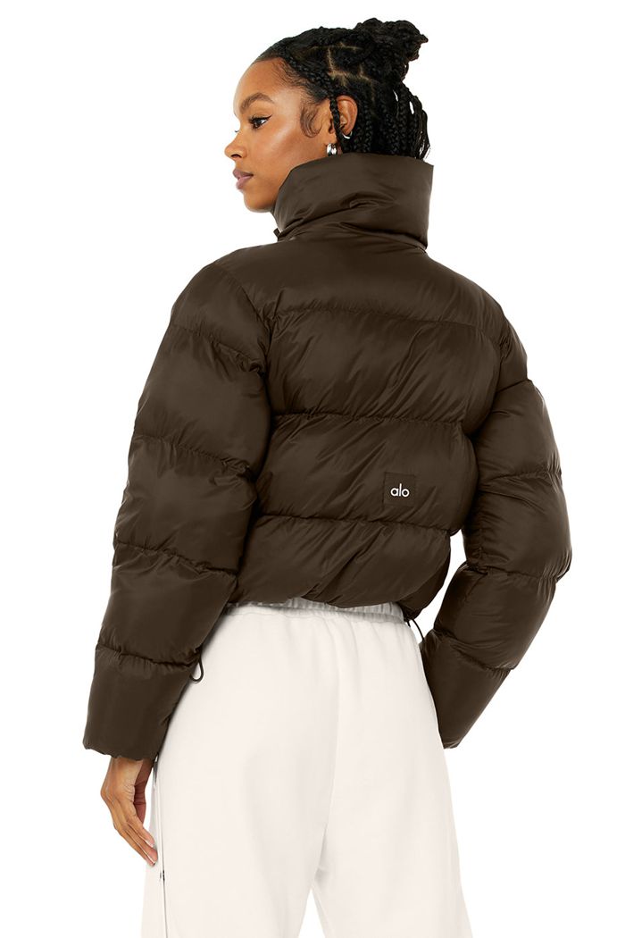 Black Alo Yoga Gold Rush Puffer Women's Jackets | 17845OGXM