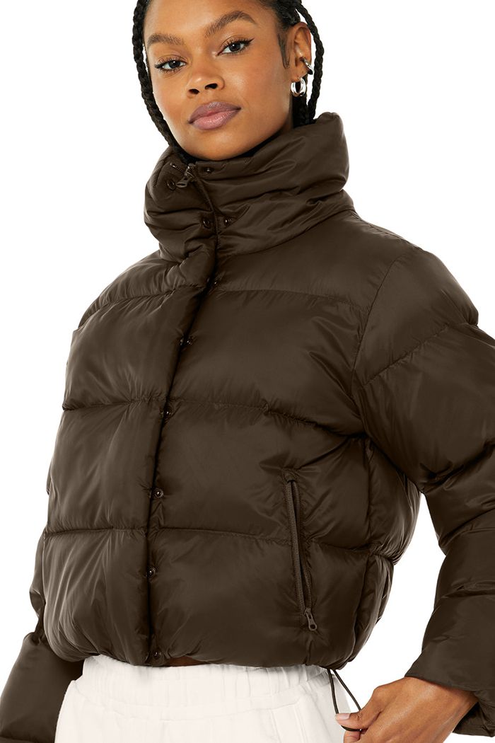 Black Alo Yoga Gold Rush Puffer Women's Jackets | 17845OGXM