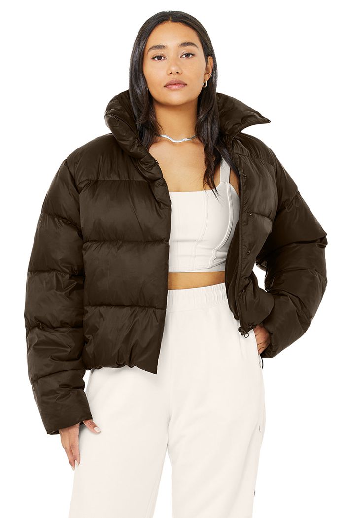 Black Alo Yoga Gold Rush Puffer Women's Jackets | 17845OGXM