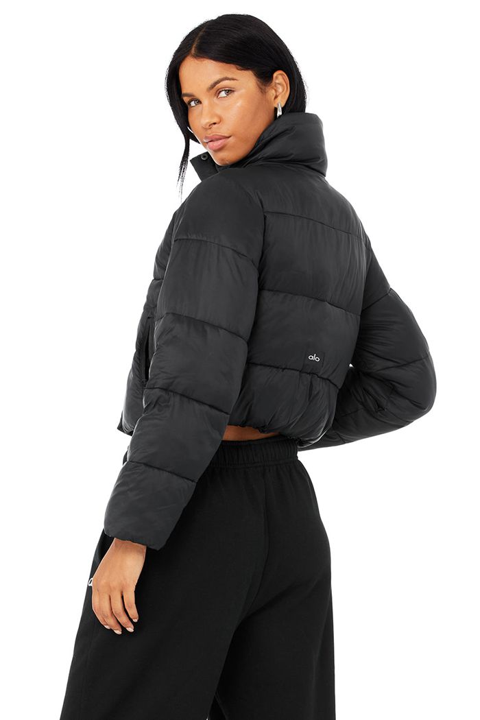 Black Alo Yoga Gold Rush Puffer Women's Jackets | 36908XLSW