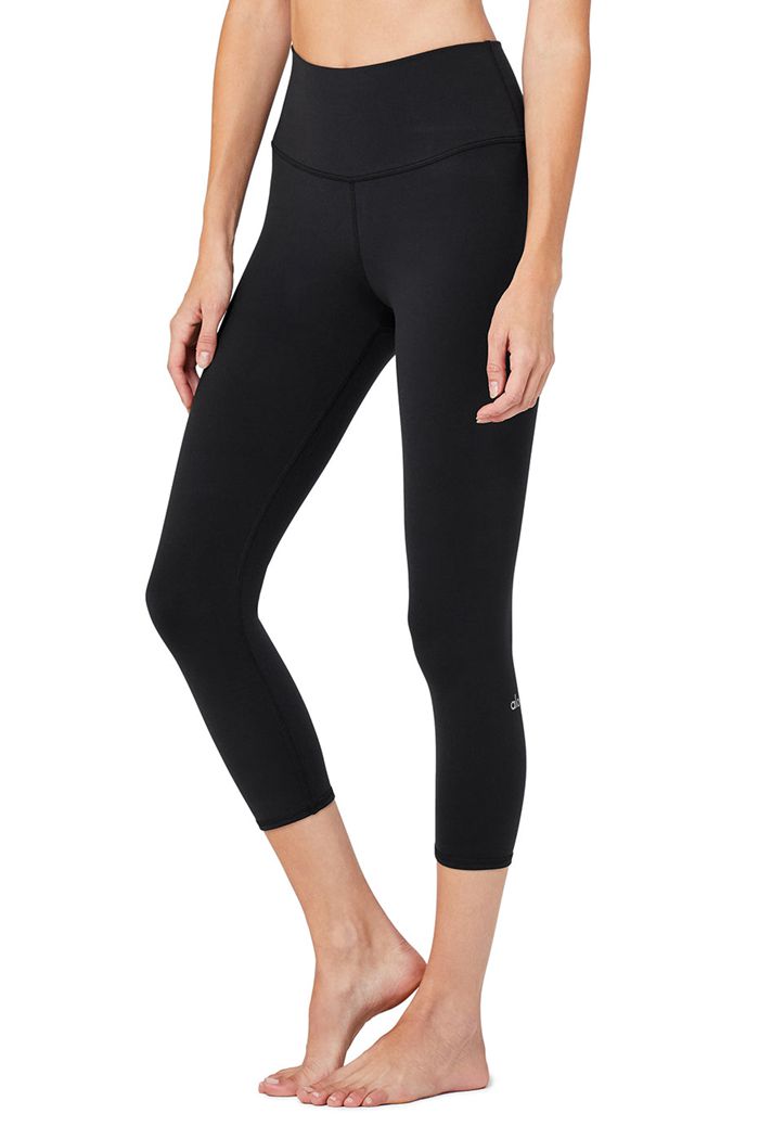 Black Alo Yoga High-Waist Airbrush Capri Women's Pants | 67839SZCW