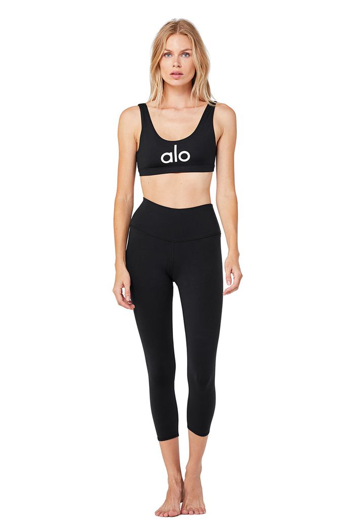 Black Alo Yoga High-Waist Airbrush Capri Women's Pants | 67839SZCW